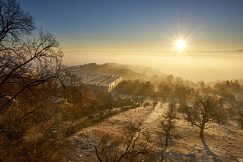 kold, vinter, vinterlige, sne, vinterforkølelse, landskab, frost, natur, rimfrost, Frosset, vinterindtryk, himmel, glimte, Tübingen, morgen, tåge, træ, plante, scenics - natur, skønhed i naturen, sol, ro, rolig scene, miljø, ingen mennesker, sollys, ikke-urbane scene, jord, idyllisk, solnedgang, udendørs, 5K, CC0, offentligt domæne, royaltyfrie