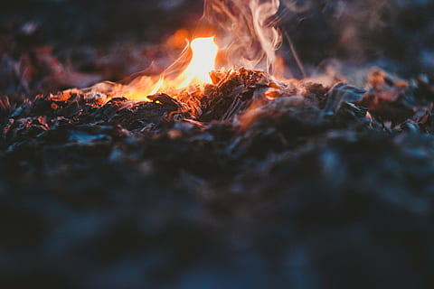 aska, bläs, fläck, bål, bränna, brinnande, bränd, lägereld, träkol, kol, brand, öppen spis, ved, flamma, värme, varm, natt, rök, eld - naturligt fenomen, värme - temperatur, logga, natur, trä, inget folk, trämaterial, selektiv fokusering, lysande, närbild, rörelse, orange färg, skiftande formulär, 4K, CC0, offentligt domän, royaltyfria