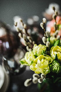round dinner table, decorated, easter motifs, Round, dinner, table, easter, motifs, grey, holidays, decorations, celebration, bouquet, nature, flower, close-up, decoration, freshness, wedding, plant, petal, arrangement, food and drink, food, healthy eating, no people, flowering plant, focus on foreground, fragility, vulnerability, indoors, beauty in nature, inflorescence, flower head, selective focus, still life, growth, vegetarian food, 5K
