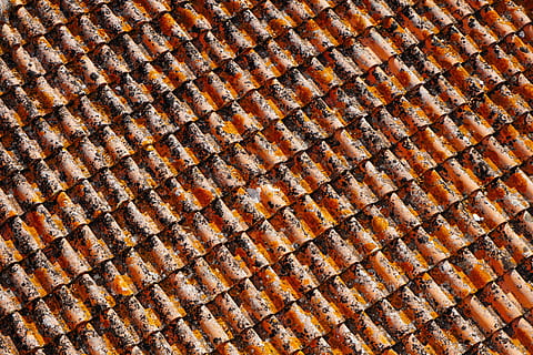 Dirty, Pattern, Roof, Texture, full frame, backgrounds, textured, rusty, no people, brown, close-up, high angle view, old, repetition, design, day, indoors, metal, shape, large group of objects, roof tile, 5K, CC0, public domain, royalty free