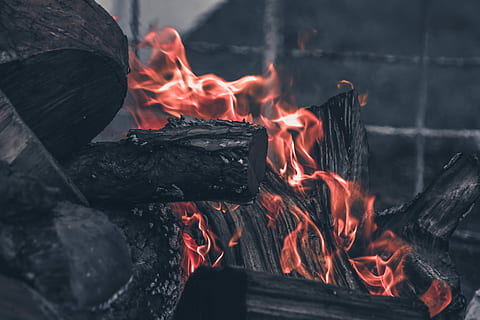 Herbstfeuer, Nahansicht, Foto, Verbrennung, Holz, Feuer, Flamme, Log, Hitze - Temperatur, Feuer - natürliches Phänomen, Brennholz, Holz - Material, keine Leute, Natur, glühend, Bewegung, Kohle, Kamin, draußen, verbrannt, Asche, Umgebung, 5K, CC0, gemeinfrei, lizenzfrei