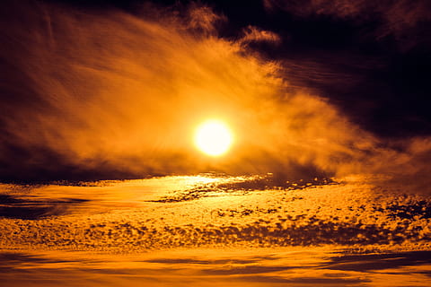 zonsondergang, zon, hemel, wolken, natuur, middag, schemer, licht, wolk - lucht, scenics - natuur, Oranje kleur, zonlicht, schoonheid in de natuur, geen mensen, dramatische hemel, water, achtergronden, levendige kleuren, geel, buitenshuis, kalmte, milieu, goudkleurig, helder, 5K, CC0, publiek domein, royaltyvrij