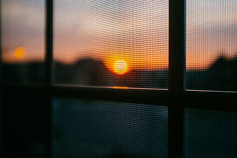 Billede af solnedgang, solnedgang, vindue, solopgang, skærm, vindueskærm, glas - materiale, afspejling, ingen mennesker, forretning, orange farve, udendørs, arkitektur, bygget struktur, hegn, bygning udvendig, belyst, barriere, himmel, grænse, by, natur, mønster, bygning, gennemsigtig, linseflare, digital komposit, 4K, CC0, offentligt domæne, royaltyfrie