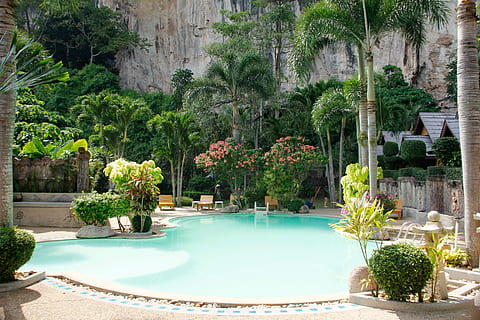 Schwimmbad, Wasser, Reflexion, Pool, Reflexion, Urlaub, schwimmen, Palmen, Hotel, Sommer-, Tourismus, Hotelanlage, Blau, Entspannung, Entspannen Sie Sich, Oberfläche, klar, transparent, Spaß beim Baden, Resort, Hintergrund, Urlaubsort, Palme, keine Leute, Luxus, Pflanze, Baum, Natur, Wachstum, am Pool, Tag, grüne Farbe, Vorder- oder Hinterhof, Reichtum, Ruhe, Schönheit in der Natur, draußen, Terrasse, Ziergarten, 5K, CC0, gemeinfrei, lizenzfrei