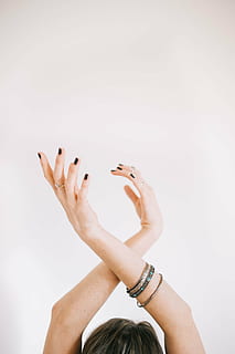 girl, hands, person, pose, woman, women, human Hand, people, caucasian Ethnicity, females, one Person, adult, studio Shot, white background, human body part, hand, indoors, lifestyles, body part, leisure activity, real people, copy space, nail, nail polish, personal perspective, jewelry, cut out, finger, arms raised, 5K