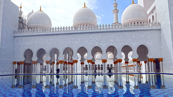 Taj Mahal, India binnenshuis, reflectie, moskee, architectuur, abu dhabi, islamitische architectuur, water, religie, ingebouwde structuur, buitenkant van het gebouw, reisbestemmingen, koepel, geestelijkheid, natuur, gebedsruimte, boog, toerisme, geloof, reizen, zwembad, dag, geen mensen, buitenshuis, architectonische kolom, reflecterend zwembad, 4K, CC0, publiek domein, royaltyvrij