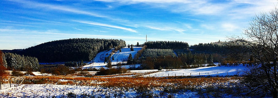 Winter, Schnee, Berge, winterlich, Baum, Weiß, schneebedeckt, kalt, Winterbüsche, Gegenlicht, Wald, Licht, rau, Natur, Schweiz, Winterwald, Landschaft, Sträucher, Bambus im Schnee, kalte Temperatur, Pflanze, Himmel, Szenen - Natur, Umgebung, keine Leute, Schönheit in der Natur, die Architektur, ruhige Szene, Transport, Land, Blau, gebaute Struktur, Kiefer, draußen, Nadelbaum, Kiefernwald, 2K, CC0, gemeinfrei, lizenzfrei