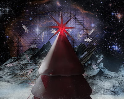jul, 3d, rendering, træ, atmosfærisk, baggrundsbillede, december, vinterlige, vinter, kold, stjerne - rum, nat, astronomi, ingen mennesker, stjerne form, rød, natur, stjerne, fest, ferie, plads, galakse, bevægelse, kold temperatur, sne, form, scenics - natur, skønhed i naturen, digital komposit, sner, 1080P, CC0, offentligt domæne, royaltyfrie