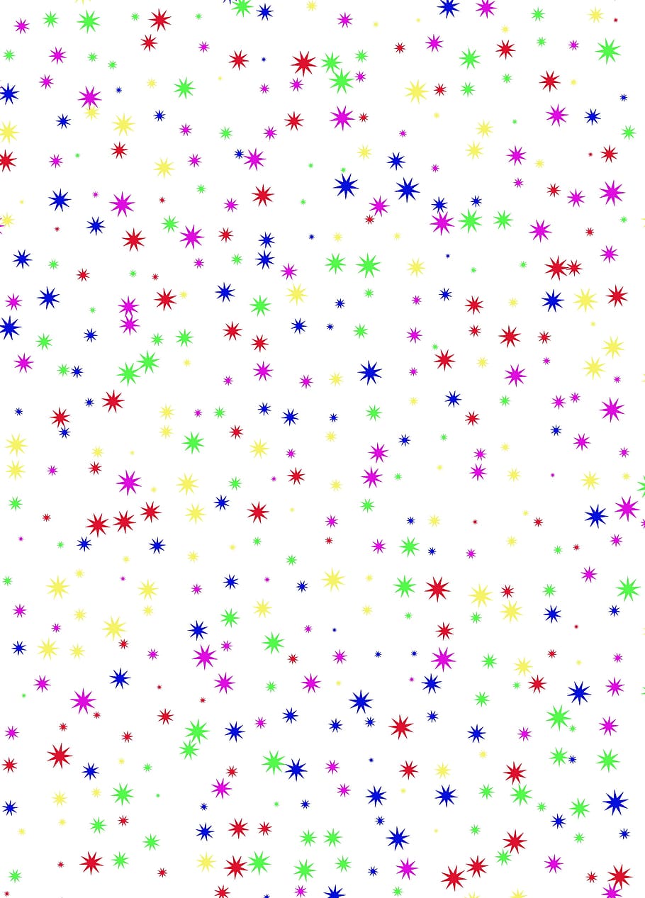 sfondo di stelle multicolori, casuale, sfondo, sparpagliato, stella, coriandoli, celebrazione, vivace, colorato, colori primari, multicolore, astratto, viola, inchiostro, sfondi, modello, nessuno, arte e artigianato, fotogramma intero, scelta, variazione, creatività, dipingere, carta, in casa, decorazione, design, girato in studio, giallo, natura, 2K