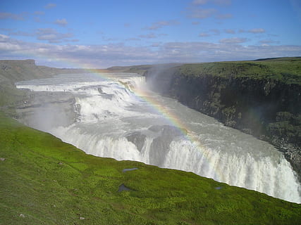 Foto, Wasserfälle, Blau, Himmel, tagsüber, Wasserfall, Macht, Wasser, tief, allmählich, weißes Wasser, Island, szenen, Schönheit in der Natur, Natur, ruhige Szene, keine Leute, Szenen - Natur, Umgebung, Land, Reiseziele, Nicht-städtische Szene, Landschaft, Bewegung, Pflanze, Tourismus, Reise, Regenbogen, fließendes Wasser, draußen, Tag, Kraft in der Natur, 1080P, CC0, gemeinfrei, lizenzfrei