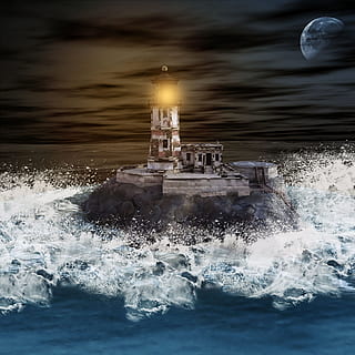 far, copejat, onades del mar, nit, mar, oceà, navega, onada, aigua, blau, rock, humor, marítim, rocós, cel de la nit, pacífic, idíl·lic, cel, esprai, moviment, davant del mar, naturalesa, esquitxades, arquitectura, estructura construïda, cap gent, torre, orientació, a l'aire lliure, exposició llarga, escenics - natura, bellesa a la natura, poder a la natura, aigua que flueix, 1080P, CC0, domini públic, lliure de regalies