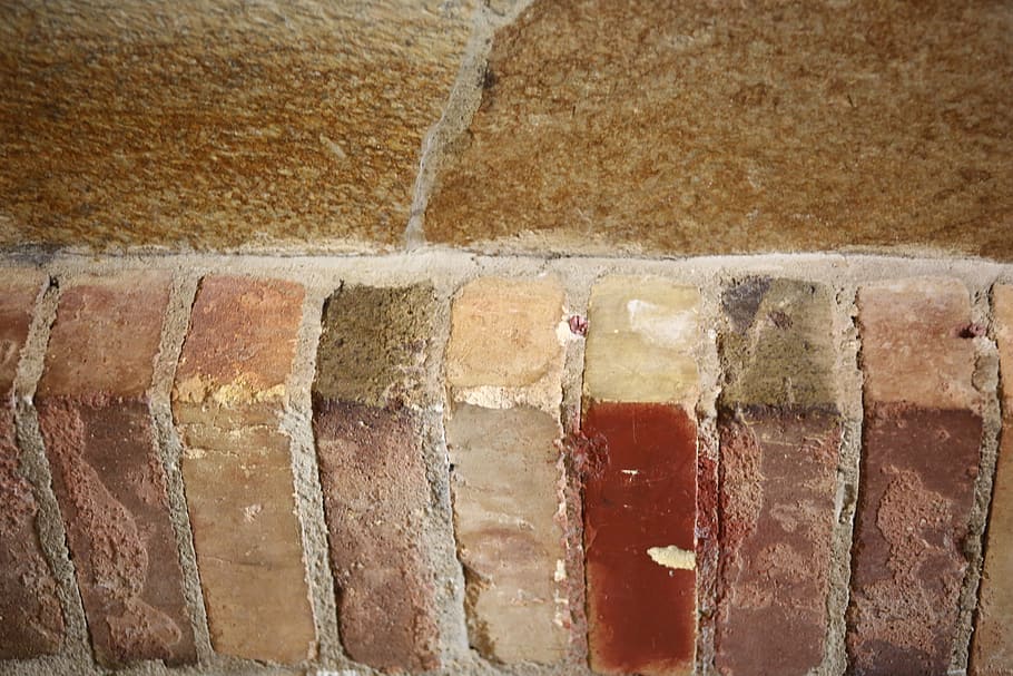 Ziegel, Wand, alt, Block, grunge, Backstein, Hintergründe, braun, gebaute Struktur, Ziegelwand, Wandbau - Funktion, die Architektur, keine Leute, texturiert, Nahansicht, Tag, Vollbild, Muster, draußen, Rau, Gebäudehülle, gestalten, Beton, 5K
