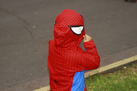 mini, man, spider, thief, criminal, crime, one person, red, real people, holding, clothing, day, lifestyles, standing, casual clothing, obscured face, focus on foreground, adult, cup, leisure activity, three quarter length, street, unrecognizable person, women, men, warm clothing, 4K, CC0, public domain, royalty free