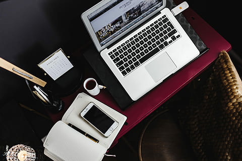 desk, home office, Pink, female, home, office, workspace, workplace, indoor, femine, stylish, wroking, computer, laptop, business, technology, no People, equipment, table, computer keyboard, electronics industry, indoors, wireless technology, connection, communication, high angle view, portable information device, cup, still life, computer equipment, book, drink, keyboard, publication, food and drink, smart phone, 4K, CC0, public domain, royalty free