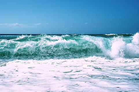 Zeitraffer Fotografie, Strandwellen, Ozean, Wellen, Tide, Strand, Meer, Wasser, Surfen, tropisch, Natur, Spritzen, nass, welligkeit, Insel, Küste, fließend, Ufer, abstürzt, Welle, Bewegung, Sport, Schönheit in der Natur, Wassersport, Szenen - Natur, Himmel, Kraft in der Natur, plantschen, Leistung, Blau, Tag, Horizont, Horizont über Wasser, draußen, brechen, Wind, fließendes Wasser, 4K, CC0, gemeinfrei, lizenzfrei