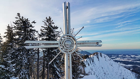 summit cruce, vârf, eibleck, zăpadă, iarnă, temperatura rece, natură, cer, copac, apă, nici o persoana, zi, scenice - natura, arhitectură, frumusețe în natură, plantă, nor - cer, mişcare, construită, în aer liber, îngheţat, peisaj, 5K, CC0, domeniu public, fără drepturi de autor