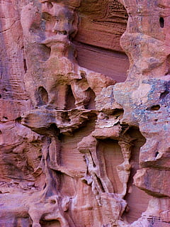 Red Rock, Erosion, Forms, Texture, carving - craft product, history, travel destinations, sculpture, built structure, bas relief, no people, craft, day, art and craft, low angle view, architecture, representation, textured, the past, human representation, full frame, close-up, outdoors, travel, creativity, ancient civilization, carving, 4K, CC0, public domain, royalty free