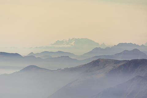 fog covering mountains, highlands, illiustration, mountain, valley, landscape, fog, cold, weather, sky, nature, beauty in nature, tranquility, tranquil scene, scenics, outdoors, no people, idyllic, scenics - nature, mountain range, environment, non-urban scene, copy space, remote, majestic, morning, hazy, mountain peak, 5K, CC0, public domain, royalty free