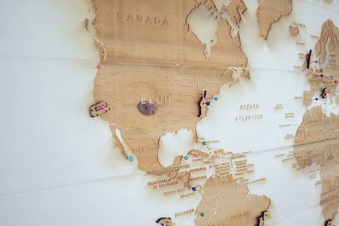 geography, map, markings, pins, travel, indoors, no people, wall - building feature, high angle view, wood - material, torn, close-up, white color, text, damaged, still life, directly above, old, architecture, representation, weathered, flooring, run-down, full frame, paper, 2K, CC0, public domain, royalty free