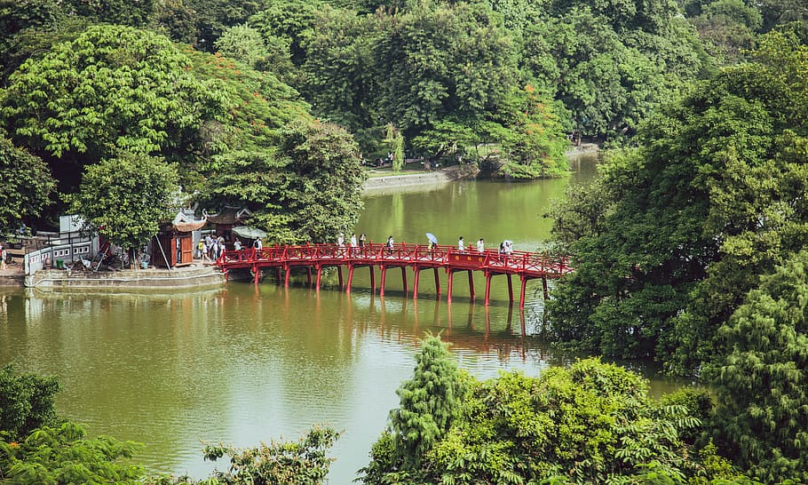 aereo, fotografia, persone, attraversamento, ponte, corpo, acqua, luce del giorno, ambiente, foresta, colpo alto, paesaggio, montagna, natura, all'aperto, parco, fiume, scenario, panoramico, vista, struttura, turismo, turista, viaggio, alberi, boschi, albero, pianta, colore verde, crescita, giorno, riflessione, lungomare, bellezza nella natura, mezzi di trasporto, nave nautica, fogliame, fogliame lussureggiante, struttura costruita, gruppo di persone, modo di trasporto, 5K