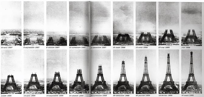 grayscale eiffel tower paris, build, photo, grayscale, Eiffel Tower, Paris, construction, tower, vintage, history, historic, world exposition, window, reflection, water, indoors, no people, day, side by side, architecture, built structure, building, in a row, glass - material, transparent, nature, large group of objects, bottle, shelf, glass, digital composite, king - chess piece, 2K, CC0, public domain, royalty free
