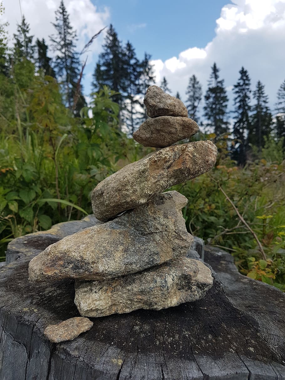sten-, natur, stak, kunst, klippe, solid, træ, rock-objekt, ro, balance, plante, dag, ingen mennesker, jord, fokus på forgrunden, sten - objekt, skønhed i naturen, rolig scene, himmel, vækst, udendørs, bark, nåletræ, 4K