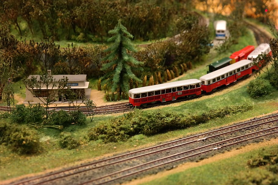 vasútmodell, maquetació del model de ferrocarril, model, transport, tren - vehicle, mode de transport, transport per ferrocarril, transport públic, vies del ferrocarril, manera de transport, planta, tren, arbre, pista, cap gent, color verd, naturalesa, viatjar, moviment, dia, vehicle terrestre, en moviment, creixement, a l'aire lliure, 5K