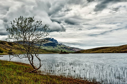 calma, corpo, agua, árvore, verde, Campo de grama, céu, nuvens, águas, lago, buraco, Escócia, velho homem de storr, céu nublado, montanha, reed, pressa, banco, grama, rio, descansar, silencioso, natureza, panorama, quieto, atmosférico, gramas, ainda, lindo, humor, ao ar livre, scenics, nuvem - céu, beleza na natureza, verão, scenics - natureza, cena tranquila, plantar, tranquilidade, ninguém, cena não urbana, dia, meio Ambiente, 1080P, CC0, domínio público, royalty free