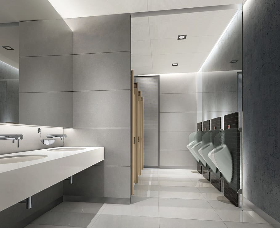 habitació de confort buida, interior, wc, representació, visualització, arquitectura, visualització 3d, visualització arquitectònica, paisatge, edifici, CGI, bany, rajola, a l'interior, pica, sòls, bany domèstic, higiene, banys públics, habitació domèstica, sòl de rajoles, mirall, equipament per a la llar, cap gent, edifici públic, il·luminat, modern, lavabo, casa, urinari, netejar, sostre, luxe, 2K