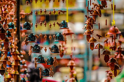 art, artistic, bazaar, bells, blur, buy, carvings, celebration, ceramic, city, color, commercial eatablishment, culture, deal, decoration, decorations, decorative, festival, hanging, market, ornaments, sale, sell, shopping, stock, store, transaction, travel, wooden, large group of objects, choice, art and craft, no people, variation, abundance, retail, for sale, creativity, selective focus, arrangement, close-up, order, day, multi colored, full frame, retail display, business, 5K, CC0, public domain, royalty free