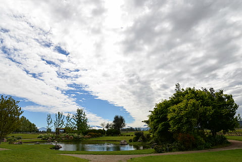 himmel, skyer, landskab, Mark, sol, plads, vingård, chile, grænser, Anakena, plante, træ, sky - himmel, natur, vækst, skønhed i naturen, dag, græs, grøn farve, scenics - natur, vand, ingen mennesker, ro, rolig scene, udendørs, jord, arkitektur, 5K, CC0, offentligt domæne, royaltyfrie