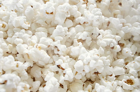 Popcorn, corn, kettle corn, snacks, white, food, close-up, food And Drink, macro, healthy Eating, heap, raw Food, backgrounds, studio shot, no people, full frame, large group of objects, white color, freshness, abundance, indoors, still life, unhealthy eating, sweet food, snack, high angle view, sweet, day, temptation, 4K, CC0, public domain, royalty free
