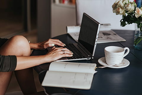 using, laptop, round breakfast table, Woman, round, breakfast, table, computer, work, hands, business, working, women, technology, internet, indoors, one Person, adult, wireless Technology, using Laptop, coffee - Drink, people, typing, office, occupation, females, cup, businesswoman, working At Home, caucasian Ethnicity, using Computer, business Person, home Interior, desk, sitting, coffee cup, mug, connection, communication, real people, coffee, drink, human hand, hand, keyboard, 4K