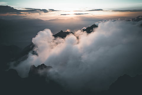 white clounds, white, clouds, mountains, daytime, cloud, sunrise, summit, sky, scenic, cloud - sky, beauty in nature, scenics - nature, mountain, environment, fog, nature, cloudscape, mountain range, tranquil scene, no people, sunset, tranquility, outdoors, landscape, dramatic sky, silhouette, awe, mountain peak, 5K, CC0, public domain, royalty free
