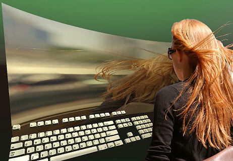 rossa, dona de cabell, frontal, curva de televisió, ordinador, futurista, grafics d'ordinador, surrealista, dona, 3d, dones, tecnologia, Internet, cabell, pentinat, cabell llarg, una persona, transport, cabell ros, persones reals, manera de transport, adult, adult jove, vista del darrere, activitat d'oci, cintura cap amunt, roba casual, dones joves, dia, estils de vida, automòbil, cabell humà, 1080P, CC0, domini públic, lliure de regalies