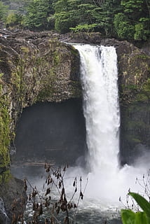 waterfall, cavern, cave, nature, water, scenic, horizontal, environment, climate, landscape, motion, beauty in nature, scenics - nature, flowing water, long exposure, rock, plant, rock - object, solid, tree, forest, blurred motion, flowing, land, day, outdoors, no people, power in nature, falling water, 4K, CC0, public domain, royalty free