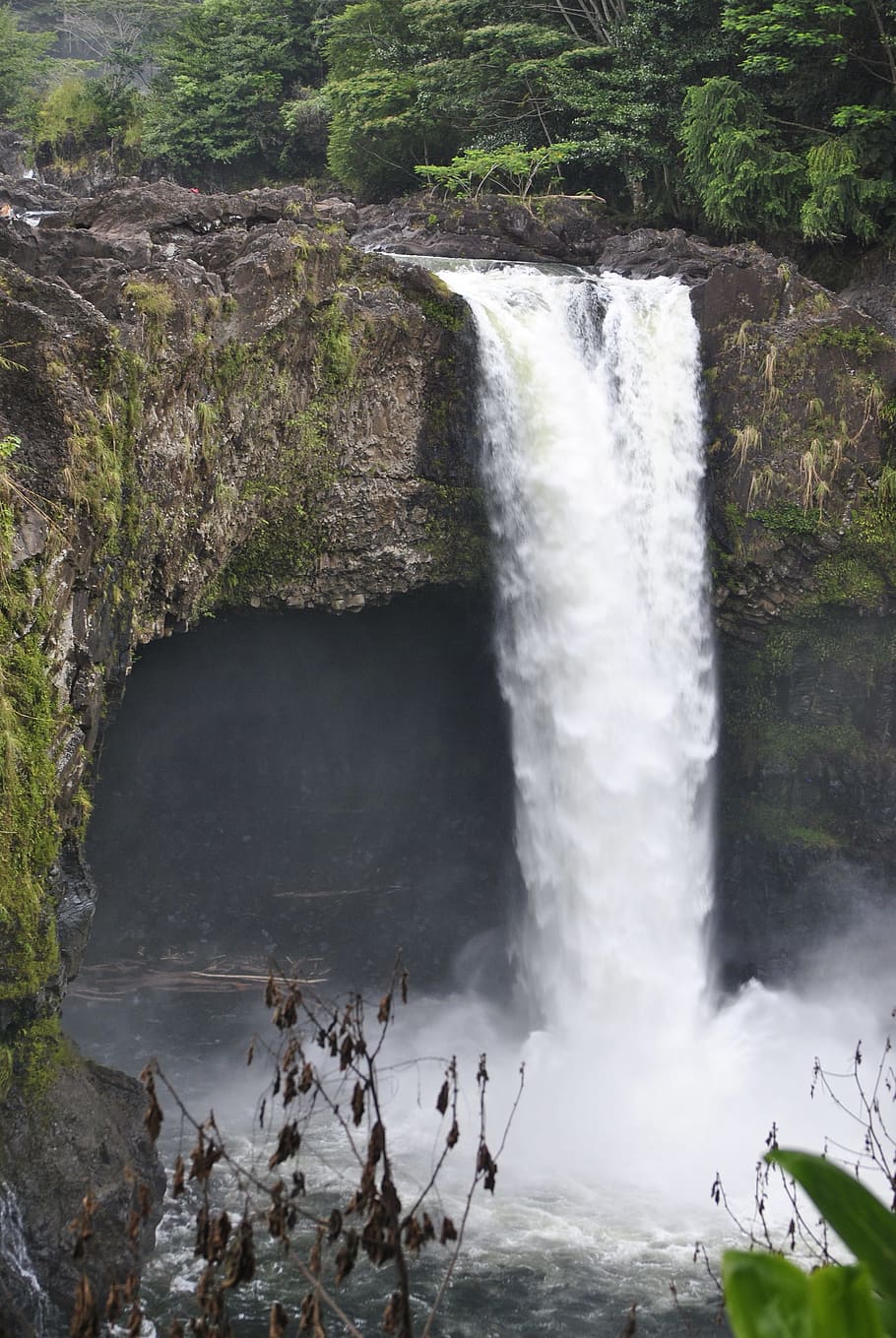 waterfall, cavern, cave, nature, water, scenic, horizontal, environment, climate, landscape, motion, beauty in nature, scenics - nature, flowing water, long exposure, rock, plant, rock - object, solid, tree, forest, blurred motion, flowing, land, day, outdoors, no people, power in nature, falling water, 4K