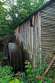 mølle, grist, kabine, rustik, historisk, lade, bygninger, gård, landdistrikterne, natur, uden for, Land, landskabet, træer, hus, milepæl, sten-, træ, arkitektur, træ - materiale, dag, plante, bygget struktur, tønde, ingen mennesker, jord, bygning udvendig, cylinder, udendørs, blad, grøn farve, gammel, plante del, bygning, beholder, vin tæppe, vinfremstilling, jern, hjul, 4K, CC0, offentligt domæne, royaltyfrie