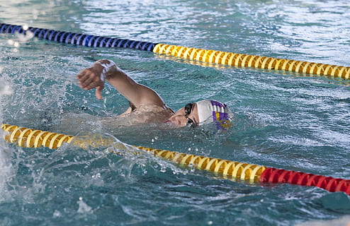 person, Swimming, Exercise, Pool, sport, sports And Fitness, competitive Sport, competition, water Sport, swimming Pool, water, sports Race, action, swimming Lane Marker, swimming Cap, people, athlete, speed, blue, exercising, freestyle Swimming, swimming Goggles, color Image, men, one Person, healthy Lifestyle, recreational Pursuit, motion, nature, swimwear, lifestyles, aquatic sport, day, splashing, human limb, outdoors, 2K, CC0, public domain, royalty free