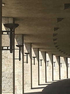olimpico, stadio, Berlino, architettura, nessuno, struttura costruita, luce del sole, giorno, di fila, ombra, natura, colonna architettonica, all'aperto, costruzione, attrezzatura per l'illuminazione, assenza, ripetizione, modello, cielo, connessione, ponte, sotto, calcestruzzo, soffitto, 4K, CC0, dominio pubblico, privo di copyright