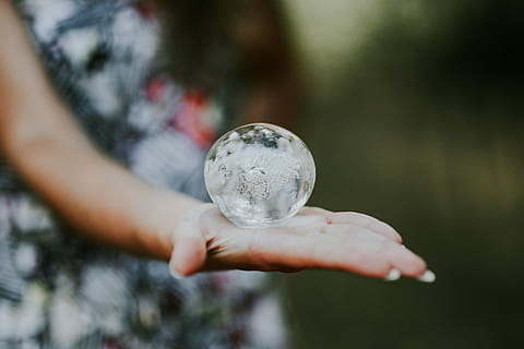 little, crystal ball, Woman, little crystal, female, hands, glass building, femine, nature, human Hand, environment, water, outdoors, planet - Space, sphere, people, holding, reflection, human body part, one person, day, hand, close-up, focus on foreground, glass - material, selective focus, offspring, bubble, adult, childhood, glass, human limb, purity, 5K