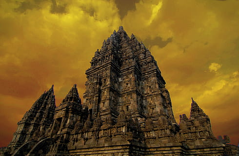 düşük açılı görünüş, bej, beton, katedral, tapınak, prambanan, java, Endonezya, din, mimari, bulut - gökyüzü, seyahat yerleri, gökyüzü, ibadethane, Tarihçe, yapılı yapı, gün batımı, tinsellik, inanç, geçmiş, dış yapı, bina, eski, doğa, insansız, açık havada, eski uygarlık, süslü, arkeoloji, 2K, CC0, kamu malı, telif ücretsiz