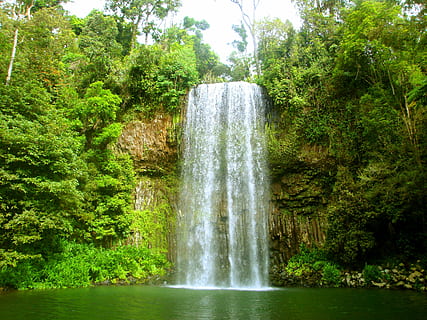 landscape photography, waterfall, green, trees, river, water, waters, nature, national park, rock, landscape, bless you, murmur, recovery, mystical, wellness, pond, gorge, outdoor, mood, atmosphere, rainforest, forest, environment, environmental protection, ecology, ecologically, feng shui, fairytale, force, cool, refreshment, drink, swim, shower, crystal clear, clear, little lake, pool, refresh, wet, water feature, leisure, high, australia, zen, meditation, flowing water, long exposure, tree, plant, beauty in nature, motion, growth, scenics - nature, waterfront, green color, day, blurred motion, no people, non-urban scene, tranquil scene, flowing, outdoors, falling water, spraying, power in nature, 2K, CC0, public domain, royalty free