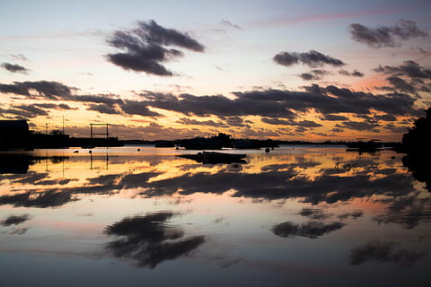 beach, clouds, dawn, dramatic, dusk, evening, horizon, lake, landscape, light, ocean, reflection, reflections, sea, seascape, seashore, silhouette, sky, summer, sun, sunrise, sunset, travel, water, cloud - sky, scenics - nature, beauty in nature, tranquility, waterfront, nature, orange color, tranquil scene, standing water, idyllic, symmetry, no people, outdoors, reflection lake, 5K