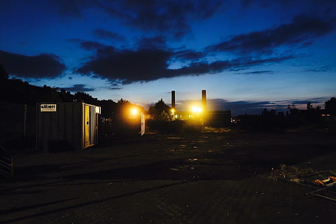 lights, turned, buildings, blue, black, sky, night, clouds, road, street, illuminated, no people, outdoors, architecture, building exterior, built structure, cloud - sky, city, building, nature, dusk, city life, dark, residential district, house, silhouette, cityscape, skyscraper, 1080P, CC0, public domain, royalty free