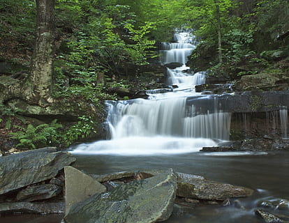 Wasserfall, Wasser, Felsen, fallen, Strom, Kaskade, Grün, Landschaft, Natur, nass, fließend, Sommer-, Laub, frisch, Bewegung, Bach, tolle, Paradies, Wald, Fluss, Baum, Frische, tropischer Regenwald, Blatt, draußen, szenen, Schönheit in der Natur, Langzeitbelichtung, Szenen - Natur, fließendes Wasser, Pflanze, Rock, Rock - Objekt, solide, Bewegungsunschärfe, Land, keine Leute, Tag, Kraft in der Natur, Regenwald, fallendes Wasser, 2K, CC0, gemeinfrei, lizenzfrei