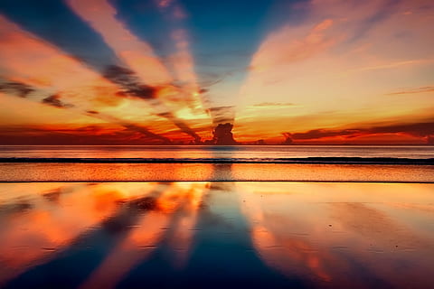 fotografía de paisaje, Oceano, Florida, puesta de sol, oscuridad, nubes, mar, cielo, costa, turismo, vacaciones, hermoso, horizonte, reflexión, color naranja, scenics, belleza en la naturaleza, agua, nube - cielo, paisajes - naturaleza, escena tranquila, nadie, naturaleza, tranquilidad, idílico, frente al mar, destinos de viaje, al aire libre, arquitectura, cielo romantico, 1080P, CC0, dominio público, libre de derechos
