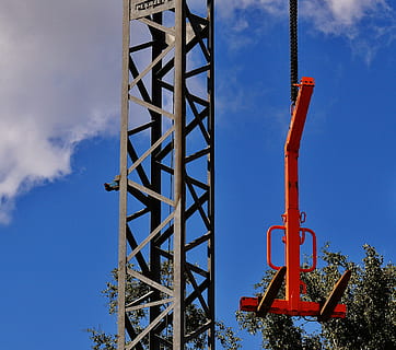 jeřáb, místě, Vidlička, stroj, konstrukce, zařízení, stavební průmysl, nebe, ocel, modrý, technologie, kov, Příroda, stavba, architektura, venku, nikdo, nízký úhel pohledu, mrak - nebe, den, stroje, Červené, podepsat, sdělení, paliva a energie, průmysl, spojení, slitina, nosník, 4K, CC0, veřejná doména, bez autorských práv