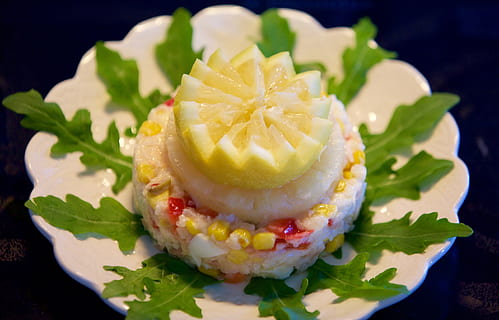 salade, ris, citron, ananas, fusée, cuisine, recette, Nourriture et boisson, aliments, fraîcheur, fermer, personne, prise de vue en studio, prêt à manger, assiette, portion, alimentation saine, à l'intérieur, bien-être, nature morte, feuille, fruit, aliments sucrés, Oeuf, se concentrer sur le premier plan, vue grand angle, partie de la plante, garnir, tentation, 4K, CC0, domaine public, libre de droits