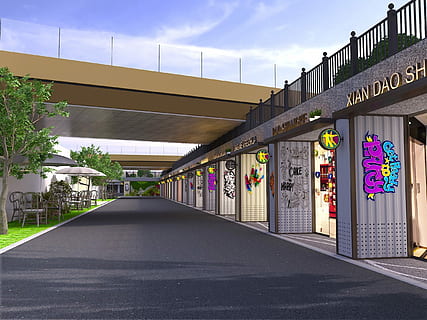 blocchi creativi, negozio, creativo, blocchi, negozio, blocchi creativi, architettura, all'aperto, struttura costruita, ponte - struttura fatta dall'uomo, città, giorno, la strada davanti, direzione, natura, esterno dell'edificio, cielo, mezzi di trasporto, costruzione, strada, pianta, luce del sole, nessuno, prospettiva decrescente, colonna architettonica, cartello, 1080P, CC0, dominio pubblico, privo di copyright